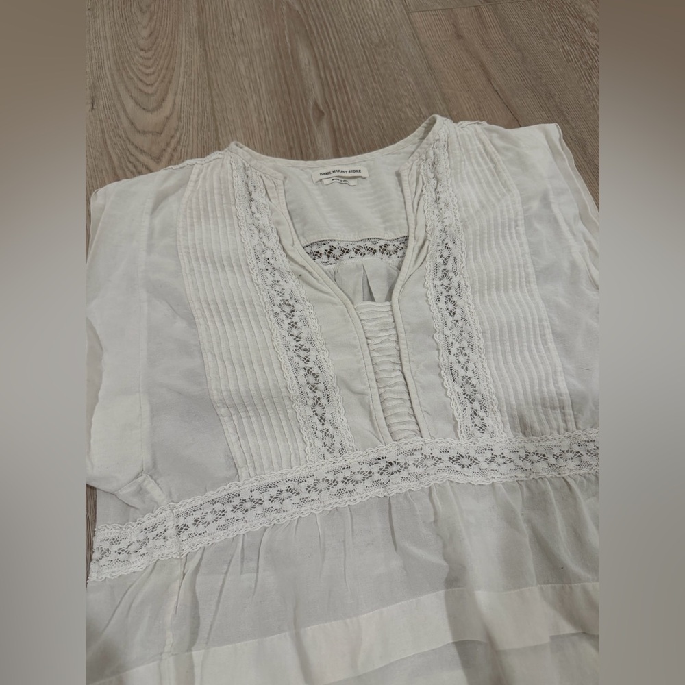 Isabel Marant Etoile White Lace Cotton Top Size 34 - Picture 8 of 9